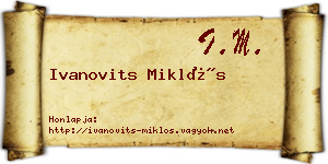 Ivanovits Miklós névjegykártya